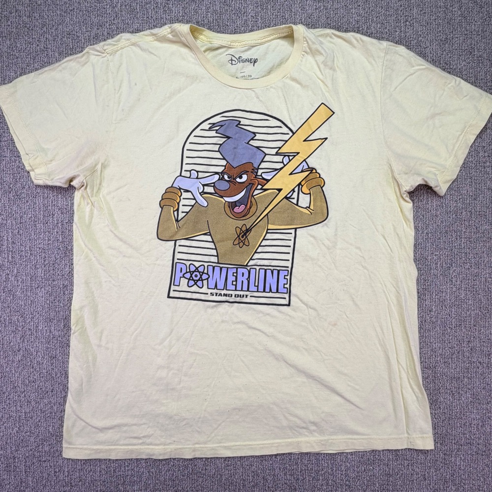 Disney A Goofy Movie Powerline Stand Out Graphic T-Shirt XL Yellow Mad Engine